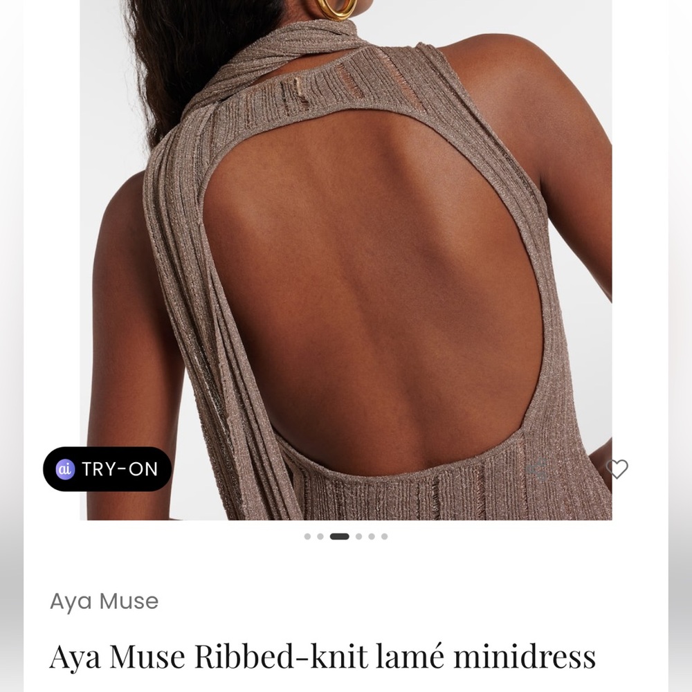 Aya Muse Ribbed-knit lamé minidress